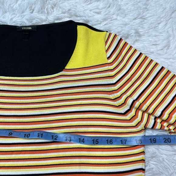 Escada Magaretha Ley Sweater Womens Size 40 Lightweight Pullover Stripe Stretch - Picture 6 of 9